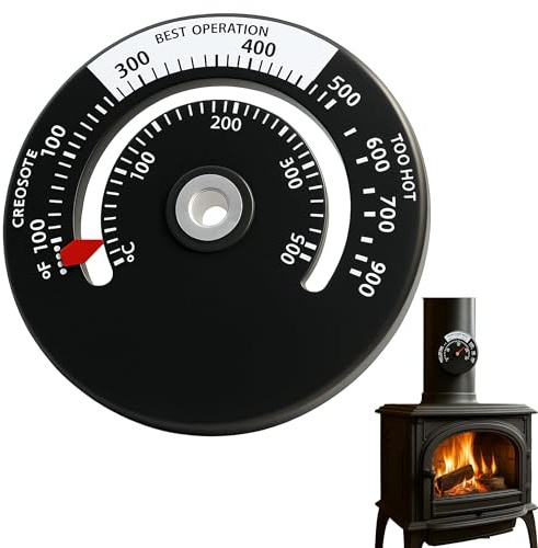 Magnetischer Ofen Thermometer 0-500°C Mit Starkem Magnet Für Präzise Temperaturkontrolle An Holzofen Multi-Brennstoff Kamin Und Metallrohren Einfache Montage Ohne Werkzeuge