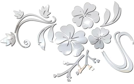 yufana Spiegel-Wandaufkleber, Spiegelwandaufkleber Acryl, 3D-Wandaufkleber Blumenwand, abnehmbar, Blumenkunst, für Zuhause,Wohnzimmer,Schlafzimmer,Sofa,Hintergrund