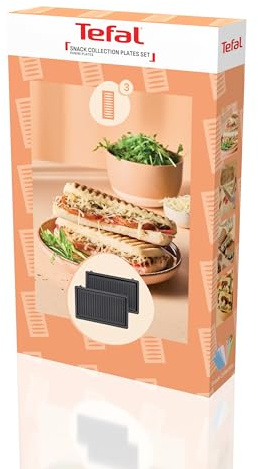 Tefal - Plaques Panini pour Gaufrier 3 en 1 Snack Collection 2 unités | Accessoires pour appareils à sandwich et presses à panini - Compatibles lave-vaisselle - Livre de recettes inclus