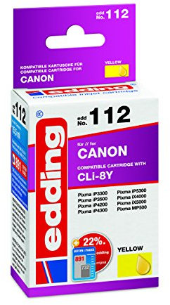 edding 18-112 Druckerpatrone EDD-112, Ersetzt: Canon CLi-8Y, Einzelpatrone, gelb
