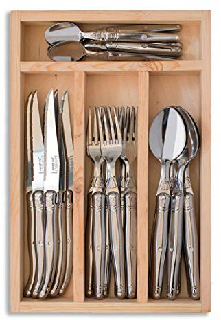 Ménagère 24 pièces Laguiole tout inox, Acier Inoxydable