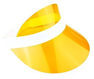 WickedFun® Unisex Retro 80s Neon Sun Visor Hat Headband Cap for Golf Tennis Stag Poker Party (Yellow)