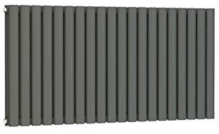 VeeBath RHAD55 Linx Rennes Low Carbon Mild Steel Horizontal Double Panel Mirror Bathroom Heating Radiator-600 x 1185mm, Anthracite Grey