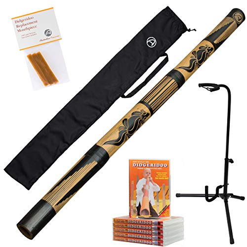 Australian Treasures - Didgeridoo ''Carved'' + Australien bienenwachs + DVD + DidgeridooTasche