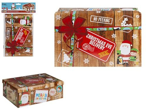 Festive Multicolor 'New Xmas Design' Xmas Eve Box Mini - 17 x 26.5 x 8.5cm (1 Pc.) - Unique & Vibrant Design - Ideal for Gifts & Home Decor