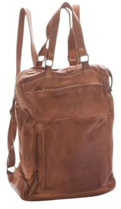 BZNA Bag Flipp Cognac Backpacker Designer Rucksack Damenhandtasche Schultertasche Leder Italy Neu