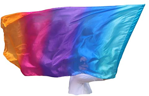 Winged Sirenny 1 Stück Seidenfahne-Poi mit Spin Wirbel, Groß spielseide Tanz Zubehör, 174cm Seide Flaggen-Poi (Schillernd)
