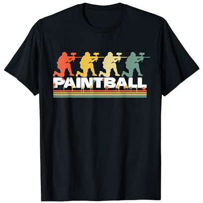 Retro Paintball Player Paintball Helmet Gun Balls Mask T-Shirt