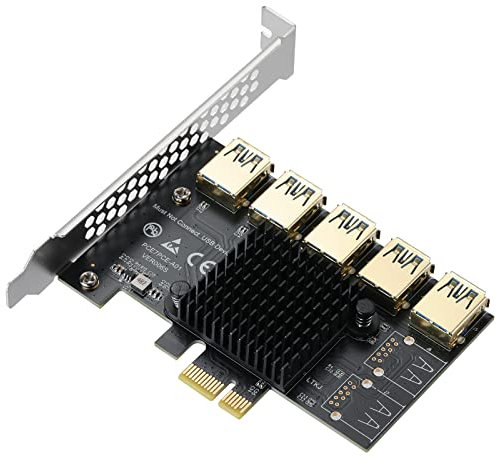 MZHOU PCIe 1 zu 5 PCI-Express-Port,Pcie Riser Karte, PCI Express USB 3.0 Adapterkarte für Ethereum ETH Bitcoin-Mining-Geräte