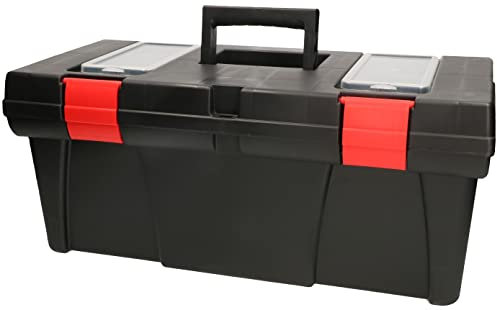 KOTARBAU® Caja de herramientas 20 50 cm, Caja herramientas plástico resistente, Bandeja extraíble, Organizador, Asa de transporte, Maletín para herramientas, 2 organizadores en la tapa