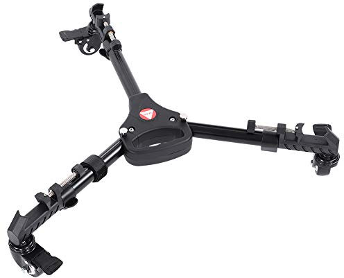 Akozon Base per Puleggia per Treppiede, Puleggia per Treppiede Pieghevole Carrello per Treppiede 3 Ruote Base per Puleggia Treppiede Universale per Fotocamera