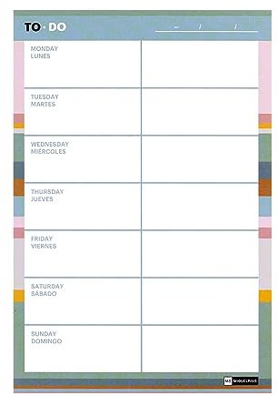 Miquelrius Agenda Settimanale Verticale TO-DO, Formato A5 135 x 200 mm, Agenda Timeless, Incollata, 54 Fogli, Carta Bianca 80 g/m²