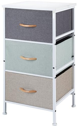 YOHKOH Hohe Kommode mit 3 herausnehmbaren Stoffschubladen, Organizer für Schlafzimmer, Wohnzimmer, Aufbewahrungsbehälter mit Schubladen, mehrfarbig