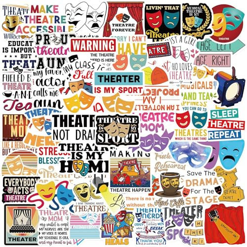 50 Pcs Theatre Stickers for Kids Teens Adults Boys Girls Gift,Stickers Pack for Laptop,Skateboard,Luggage,Car,Bike, Cup,Computer,Water Bottle Decor,Theatre Vinyl Waterproof Sticker Decals