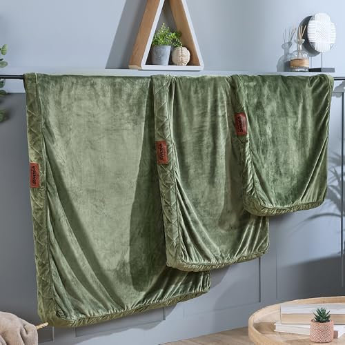 Slumberdown Large Dog Bed Zipped Removable & Washable Replacement/Spare Cover For Medium/Large/XL Pet Beds, Soft Touch Microfleece Velour Cover with Anti Slip Bottom, Green (L 70cm x W 100cm)