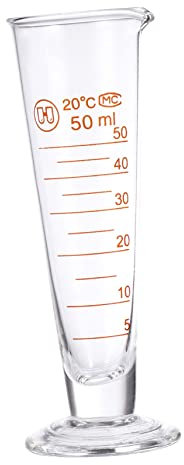 ABOOFAN Glass Measuring Cup 60Ml Conical Graduated Cylinder Chemical Resistant Laboratory Beaker with Anti-Fall Base and Clear Molded Scale