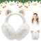 UQTUKO Cache-Oreilles Enfants, Cache-Oreilles filles Hiver Oreilles de chat Design pliable Cache-oreilles Chaud Moelleux Earmuffs Doux Cache-oreilles en peluche pour d'Extérieur (Blanc)