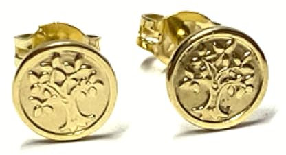 Ohrring 333/- Gold GG Ohrstecker Lebensbaum rund 6,5mm