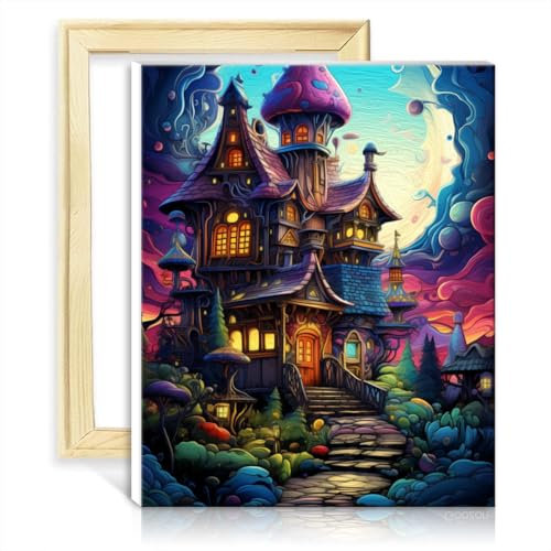 LiHEQING Kit de pintura al óleo en lienzo de Navidad, pintura por números, adultos, principiantes, estilo creativo, manualidades, marco (30 x 40 cm)