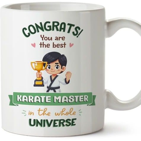 MUGFFINS Karate Master Man Mug - in English - Best in Universe Trophy - Funny Gift for Colleagues - Ceramic 11oz Mug