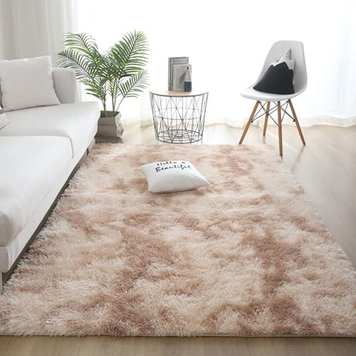 AIMECO Skandinavischer Hochflor Teppich, 120x180cm Hellkakifarben, Flauschig & Anti-Rutsch, Leichtgewichtig, Ideal für Wohnzimmer, Schlafzimmer, Kinderzimmer & Mädchenzimmer