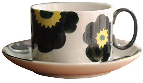 ZDEZHI Becher Retro Nachmittagstee Blumenteetasse Teetasse und Untertasse im japanischen Stil Set mit handbemaltem Muster Kaffeetasse