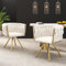 Wuudi Lot de 2 chaises de salle à manger pivotantes en velours avec quatre pieds en métal, beige et doré