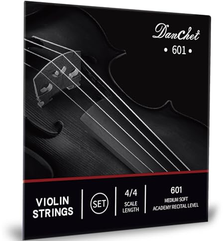 Danchet Violin Saiten 4/4 Full Set Academy Performance Grade, Ball End, Medium Soft Wound 601 (enthält E, A, D, G Saiten) - Zuverlässiger, erschwinglicher Ersatz für Violine...