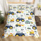 Homewish Cars Bettwäsche Cartoon Traktor Bagger Kran Zugmaschine Bettbezug,Kinderbettwäsche 135x200 Junge,LKW Fahrzeuge Weiß Gelb Bettdecke Set Mädchen Jugendliche Schlafzimmer Dekor 2-teiliges