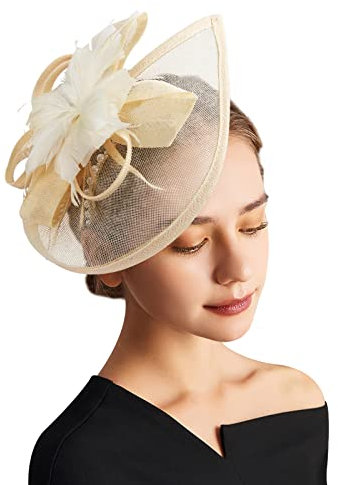 DRESHOW Fascinator Chapeaux Tea Party Chapeau Vintage Pilulier Chapeau Bandeau Cocktail Chapeaux pour Filles et Femmes
