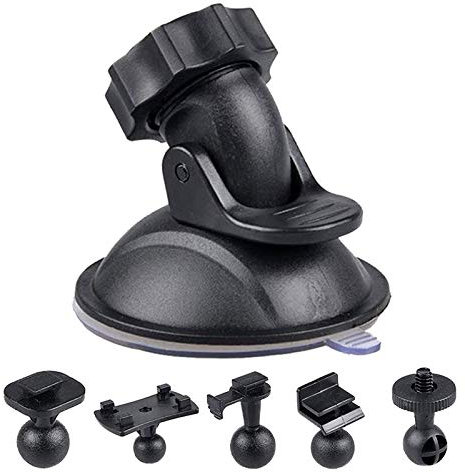 Car Suction Cup for Dash Cam Holder with 6 Types Adapter, HOMREE 360 Degree Angle Car Mount for Driving DVR Camera Camcorder GPS Action Cameras