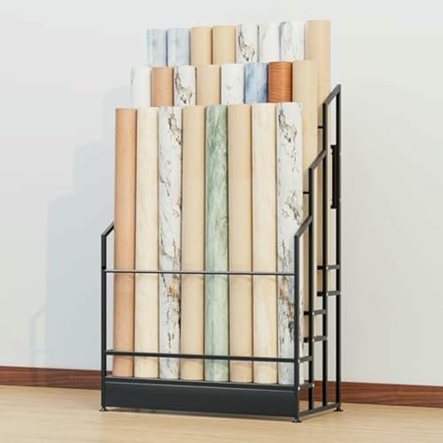 LASDERTV Vertikales Regal Zum Ausstellen Von Aufklebern Und Wandteppichpapier, Kommerzieller 3 -Level -Metallrollen -Organizer Für Vinylbrötchen, Tischdecken, PVC -Filme, Stoffe Und Vinyl Für Autos.