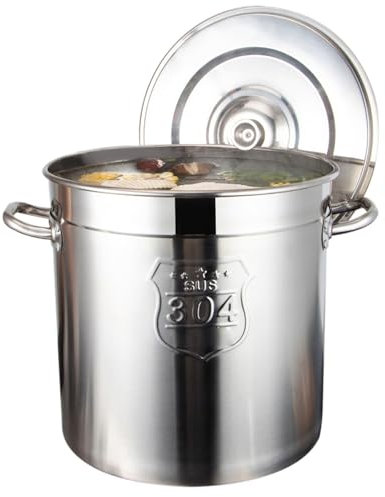 Genérico Olla de Acero Inoxidable Resistente de 10 l - Ideal para inducción, Sopa, mariscos y arroz - Olla Comercial Grande con Tapa de Acero