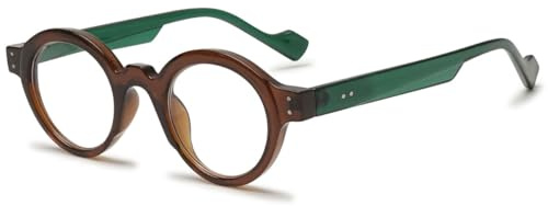 KOOSUFA Mode Runde Anti Blaulicht Lesebrille Klein Herren Damen | Modern&Retro-Optik, Blaulichtfilter Hornbrille, Kunststoff, Harzlinsen, Lesehilfen, 0.0 0.5 1.0 1.5 2.0 2.5 3.0 3.5 4.0