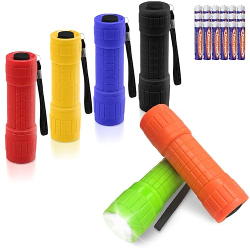 flintronic 6PCS Mini Linterna LED, Linternas Pequeña con Cordón, Linterna de Bolsillo, Camping, Senderismo, Exterior, Urgente (con Bateria, Pintura de Goma en Aerosol)