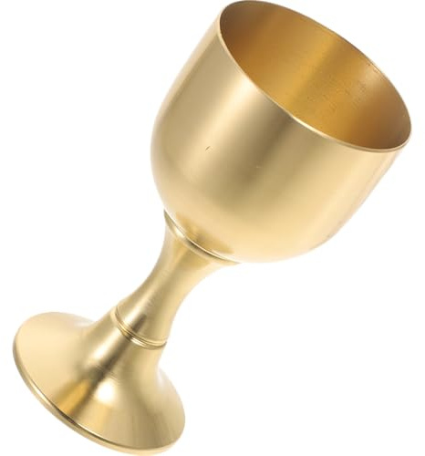 Healeved Cáliz de Altar de Latón Dorado, Copa Sagrada Ligera para Comunión | Estilo Vintage, Uso en Vino y Té, Fácil de Limpiar, Cómoda de Sostener, para Casa y Reuniones