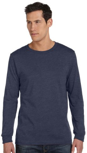 BELLA+CANVAS Unisex Jersey Long-Sleeve T-Shirt L Heather Navy