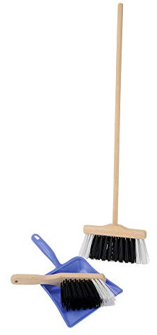 Simba 104768644 Broom Set, 2 Assorted Colours, 1 x Brush Handle, 54 cm, 1 x Broom and 1 x Dustpan, Beech Wood, Plastic, from 3 Years