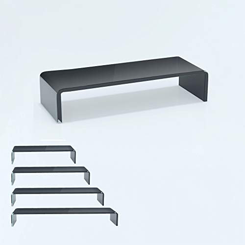 bijon TV Aufsatz Glas Bildschirm-Erhöhung | PC Monitor-Erhöhung, Schreibtisch-Aufsatz für Laptop Erhöhung, Monitor-Erhöhung | (B/T/H) 650x250x110mm - schwarz