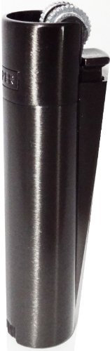 Clipper-Feuerzeug aus massivem Metall, mikro-„schwarzplattiert“, mit Feuerstein, inklusive verchromte Geschenkdose, 1 Stück