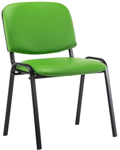 CLP Stapelstuhl Ken I Konferenzstuhl Mit Kunstleder-Bezug I Schwarzes Metallgestell, Farbe:grün