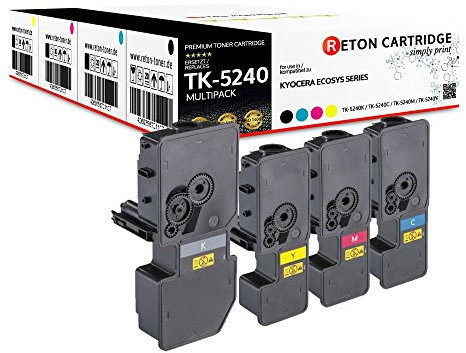 4 Reton Toner TK-5240 | 50% höhere Druckleistung | kompatibel mit Kyocera TK-5240 für Kyocera ECOSYS M5526cdn M5526cdw P5026cdn P5026cdw