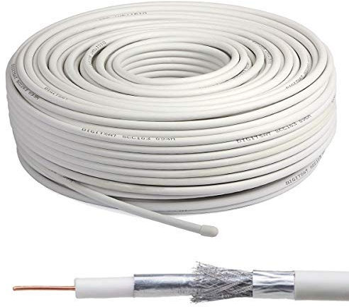 Satellite RG6 Freesat Digital TV Aerial Coax Cable Coaxial 4K Digital Ready for Sky HD, Freesat, Virgin & Polsat by MKGT® (15 Meters, White)