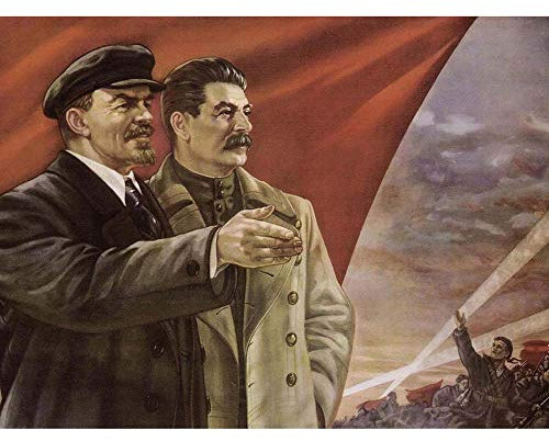 Wee Blue Coo Stalin Lenin Communism Red Flag Soviet USSR October Art Print Poster Wall Decor Kunstdruck Poster Wand-Dekor-12X16 Zoll