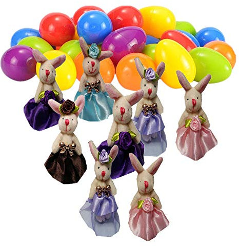 8 Stück Plüsch Kaninchen Puppe Ostereier für Ostern Theme Party Favor, Ostereier jagen, Korb Füllstoffe Füllstoffe, Klassenzimmer Preis liefert Spielzeug Geschenk Dekoration (8 Pcs Zufällige Farben)
