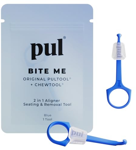 PUL 2-in-1 Aligner Removal Tool and Chewies for Invisalign Aligners, Retainers and Trays - Patented Invisalign Remover Tool for Easy Removal & Secure Fit - Pack of 2, Blue