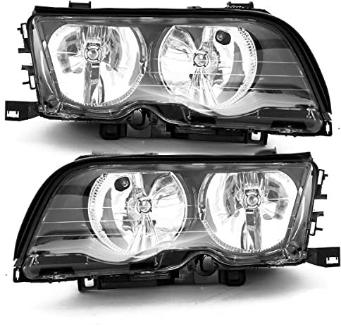 DM Autoteile Set Scheinwerfer Re +Li 98-01 Schwarz Klar H7/H7 passt für 3er E46 4/5 Türer
