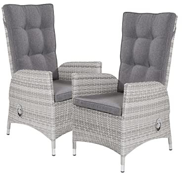 2X LC Garden Positionsstuhl Verstellsessel Parma Dining weiß-grau