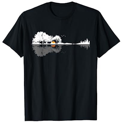 Gitarre Natur See Schatten Bekleidung Gitarrist Geschenk T-Shirt