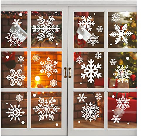 KATELUO 190 Schneeflocken Fensterbild,Fensterbilder Weihnachten, Schneeflocken Aufkleber Statisch Fensterbilder,für Weihnachts-Fenster Dekoration,Schaufenster, Vitrinen, Glasfronten